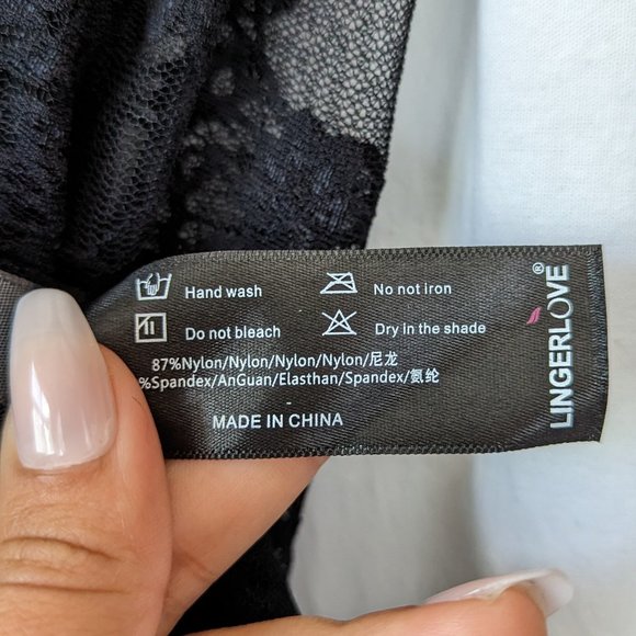 LINGERLOVE Black Baby Doll Lace Chemise Size Medium - Picture 9 of 11